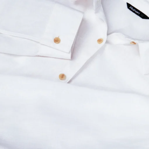 Women'S Brisa Linen Long Sleeve Shirt White