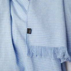 Women'S Brisa Linen Scarf Chambray Blue Stripe