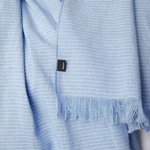 Women'S Brisa Linen Scarf Chambray Blue Stripe