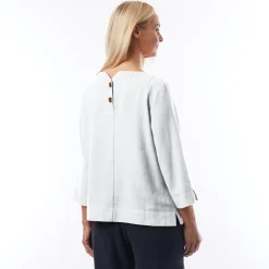 Women'S Brisa Linen Short Sleeve Top White