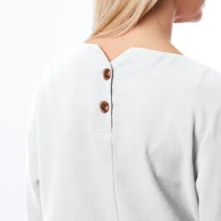 Women'S Brisa Linen Short Sleeve Top White