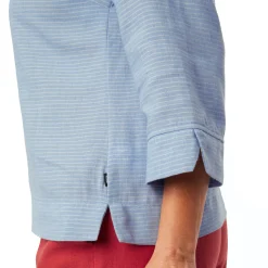 Women'S Brisa Linen Short Sleeve Top Chambray Blue Stripe