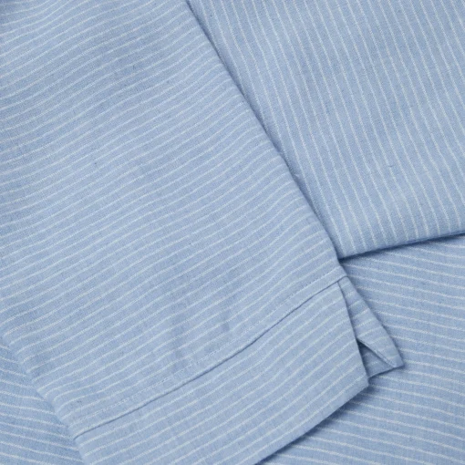 Women'S Brisa Linen Short Sleeve Top Chambray Blue Stripe