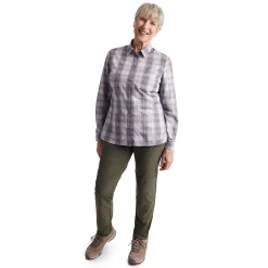 Women'S Coast Long Sleeve Shirt Mauve Grey/Orchid Check