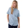 Women'S Eave Short Sleeve Shirt Chambray Blue Gingham