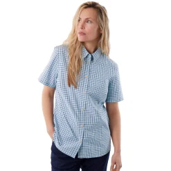 Women'S Eave Short Sleeve Shirt Chambray Blue Gingham