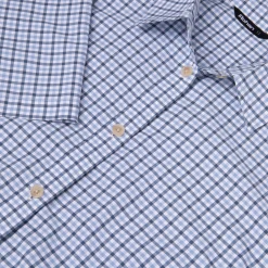 Women'S Eave Short Sleeve Shirt Chambray Blue Gingham