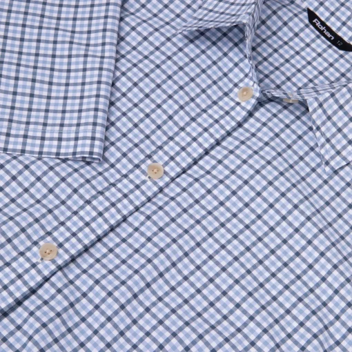 Women'S Eave Short Sleeve Shirt Chambray Blue Gingham