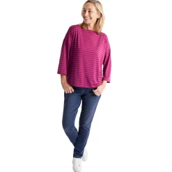 Women'S Harbour Sleeve Top Raspberry Pink Marl Stripe