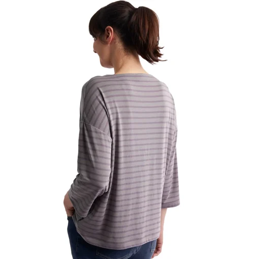 Women'S Harbour Sleeve Top Mauve Grey Marl Stripe