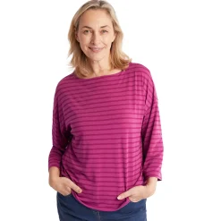 Women'S Harbour Sleeve Top Raspberry Pink Marl Stripe