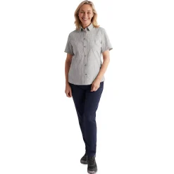 Women'S Isle Short Sleeve Shirt Mineral Grey Gingham