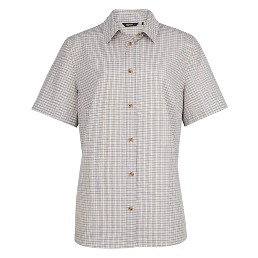 Women'S Isle Short Sleeve Shirt Mineral Grey Gingham