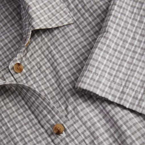 Women'S Isle Short Sleeve Shirt Mineral Grey Gingham