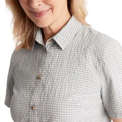 Women'S Isle Short Sleeve Shirt Mineral Grey Gingham