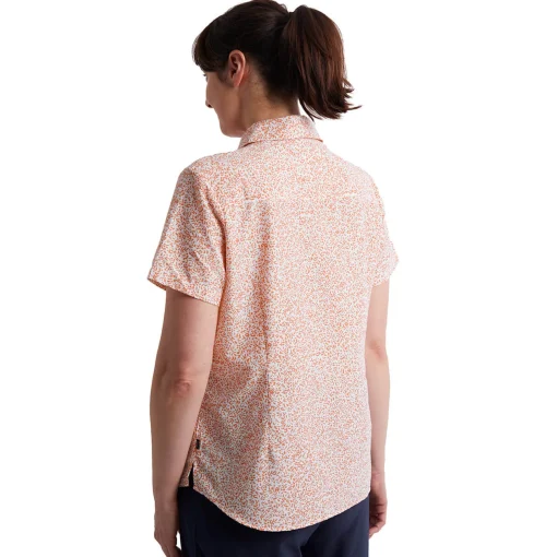 Women'S Marina Short Sleeve Shirt Dusk Orange Print