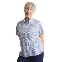 Women'S Marina Short Sleeve Shirt Heather Blue Print