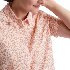 Women'S Marina Short Sleeve Shirt Dusk Orange Print