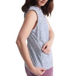 Women'S Marina Top Heather Blue Print