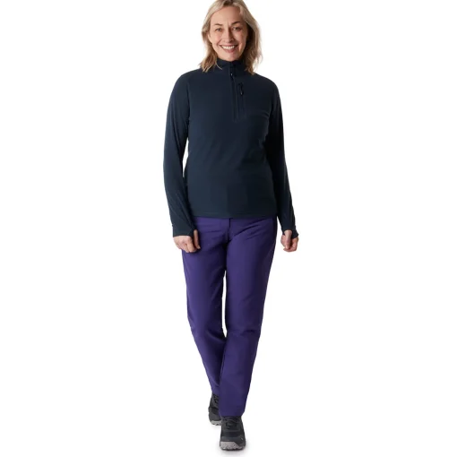 Women'S Microgrid Zip Neck Top True Navy