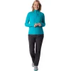 Women'S Microgrid Zip Neck Top Cove Blue