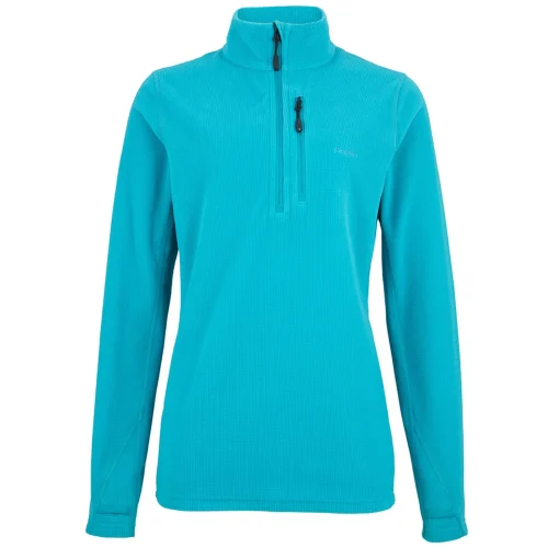 Women'S Microgrid Zip Neck Top Cove Blue