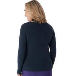 Women'S Microgrid Zip Neck Top True Navy