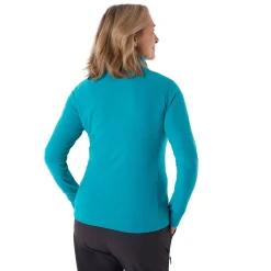 Women'S Microgrid Zip Neck Top Cove Blue