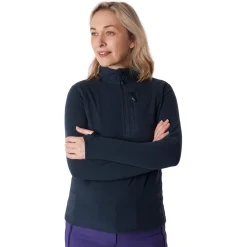 Women'S Microgrid Zip Neck Top True Navy