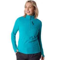 Women'S Microgrid Zip Neck Top Cove Blue