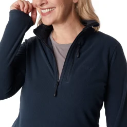 Women'S Microgrid Zip Neck Top True Navy