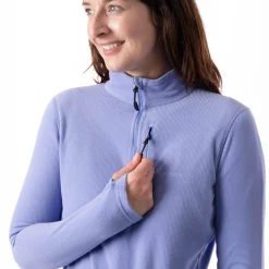 Women'S Microgrid Zip Neck Top Orchid Lilac
