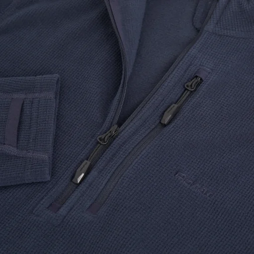 Women'S Microgrid Zip Neck Top True Navy