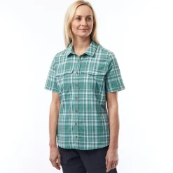 Women'S Pennine Shirt Short Sleeve Venice Green Check