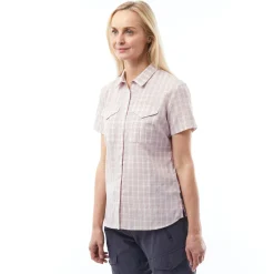 Women'S Sanctuary Shirt Short Sleeve Rose Pink Check