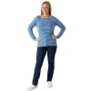 Women'S Shoreline Long Sleeve Top Zephyr Blue/French Blue Stripe