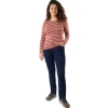 Women'S Shoreline Long Sleeve Top Auburn Red/Ecru Stripe