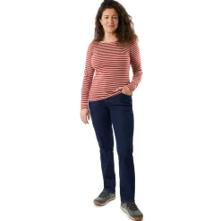 Women'S Shoreline Long Sleeve Top Auburn Red/Ecru Stripe