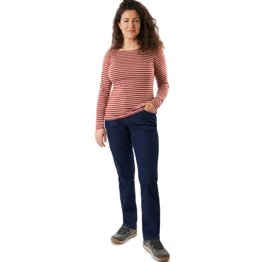 Women'S Shoreline Long Sleeve Top Auburn Red/Ecru Stripe