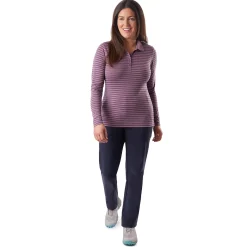 Women'S Shoreline Long Sleeve Polo Haze Purple/Navy Stripe