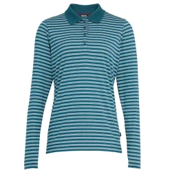 Women'S Shoreline Long Sleeve Polo Teal Blue Stripe