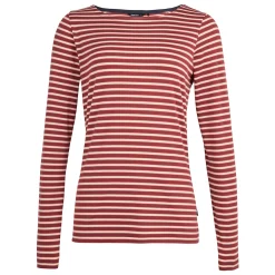 Women'S Shoreline Long Sleeve Top Auburn Red/Ecru Stripe