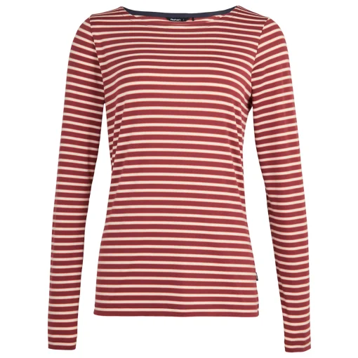 Women'S Shoreline Long Sleeve Top Auburn Red/Ecru Stripe