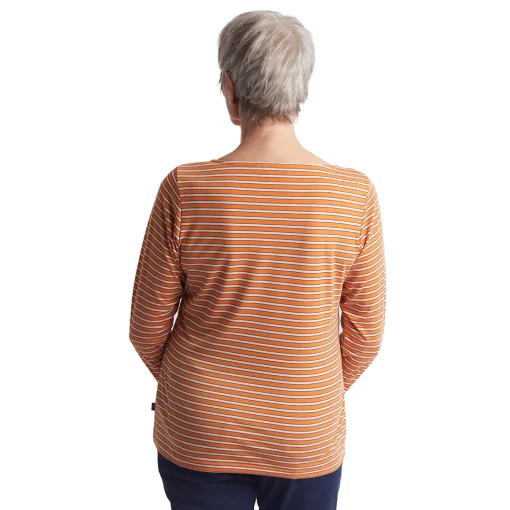 Women'S Shoreline Long Sleeve Top Sunset Orange/Ecru Stripe