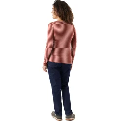 Women'S Shoreline Long Sleeve Top Auburn Red/Ecru Stripe