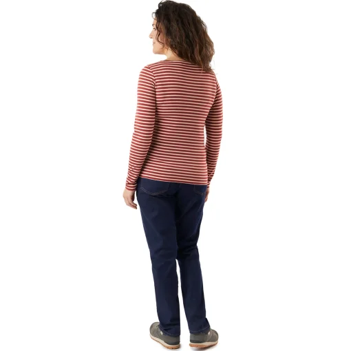 Women'S Shoreline Long Sleeve Top Auburn Red/Ecru Stripe