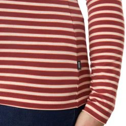 Women'S Shoreline Long Sleeve Top Auburn Red/Ecru Stripe