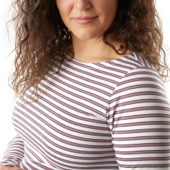 Women'S Shoreline Long Sleeve Top Ecru/Haze Purple Stripe