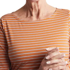 Women'S Shoreline Long Sleeve Top Sunset Orange/Ecru Stripe