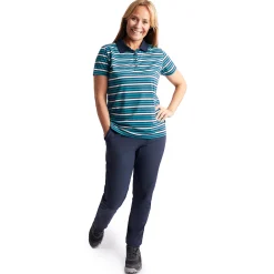 Women'S Shoreline Short Sleeve Polo Cove Blue/Navy Stripe
